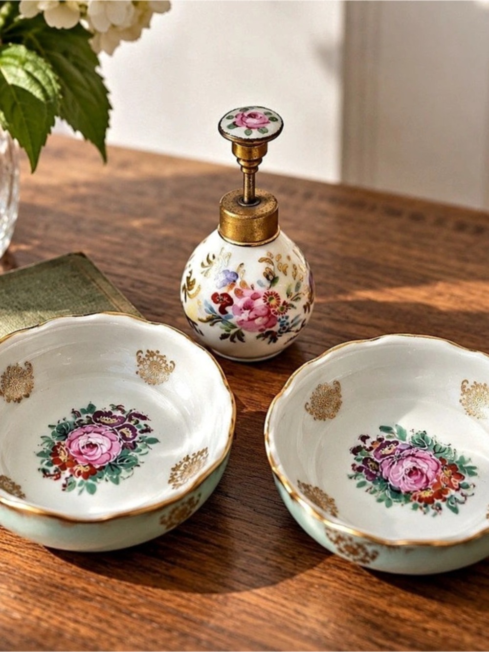 Birks Floral Porcelain trinket or vanity small dishes.